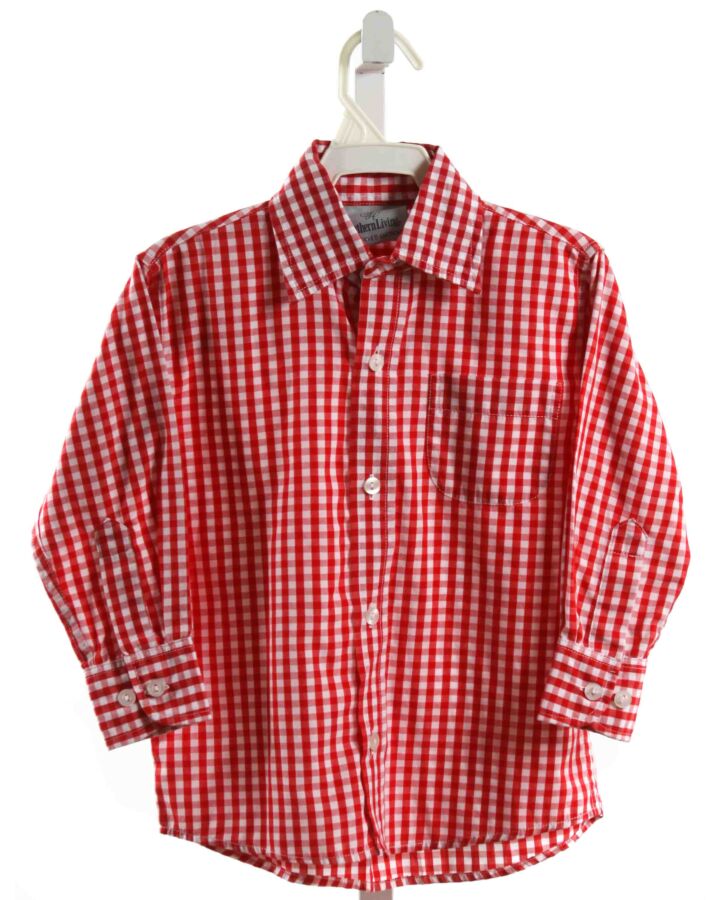 SMOCKED AUCTIONS  RED  GINGHAM  DRESS SHIRT