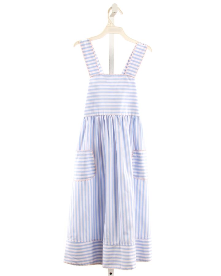 SHRIMP & GRITS  LT BLUE  STRIPED  DRESS WITH PICOT STITCHING