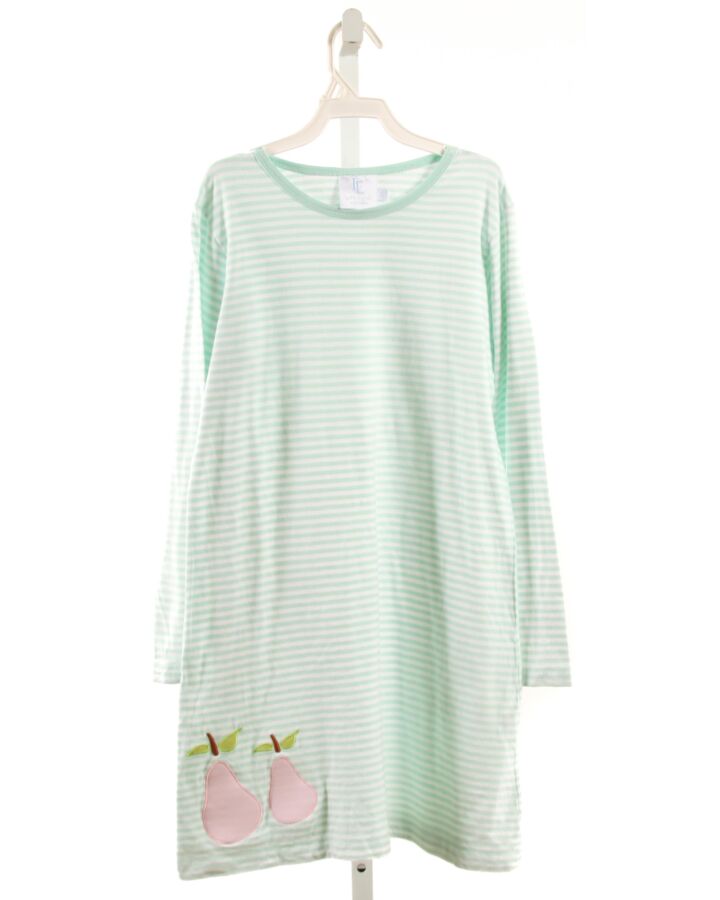 LITTLE ENGLISH  LT GREEN  STRIPED APPLIQUED KNIT DRESS