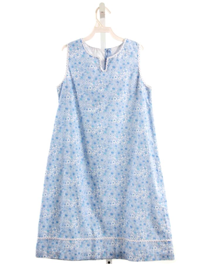 LITTLE ENGLISH  LT BLUE  FLORAL  DRESS WITH RIC RAC