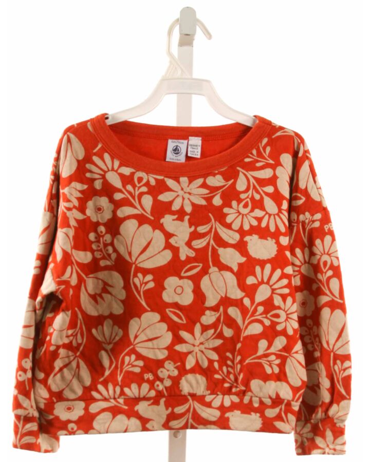 PETIT BATEAU  ORANGE  FLORAL  PULLOVER