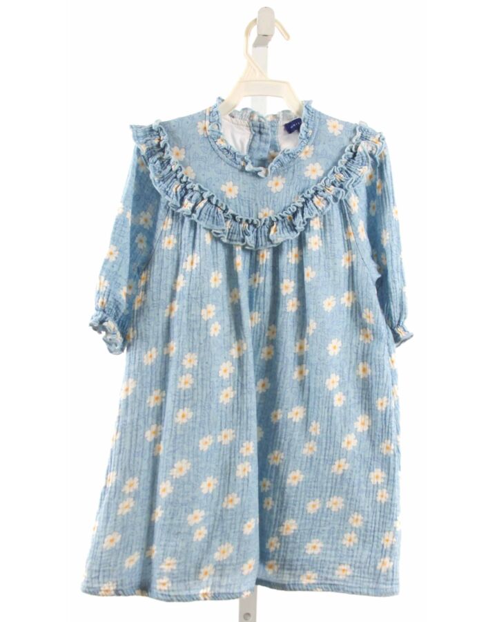 MAISON ME  LT BLUE SEERSUCKER FLORAL  DRESS WITH RUFFLE