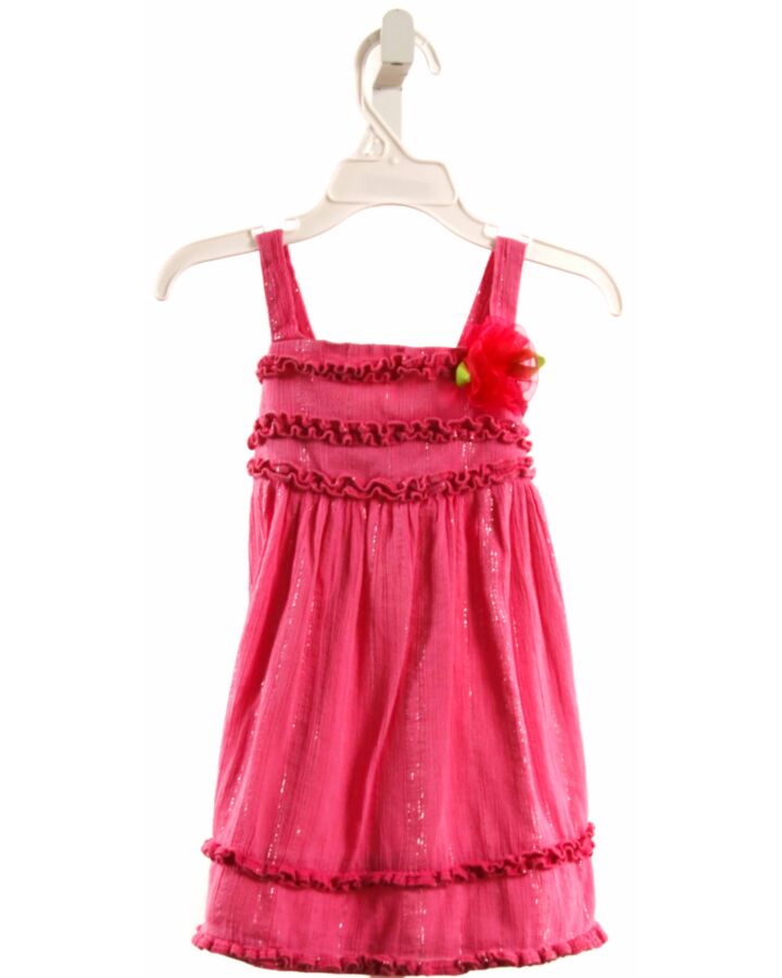 YOUNGLAND  HOT PINK  FLORAL APPLIQUED DRESS WITH RUFFLE