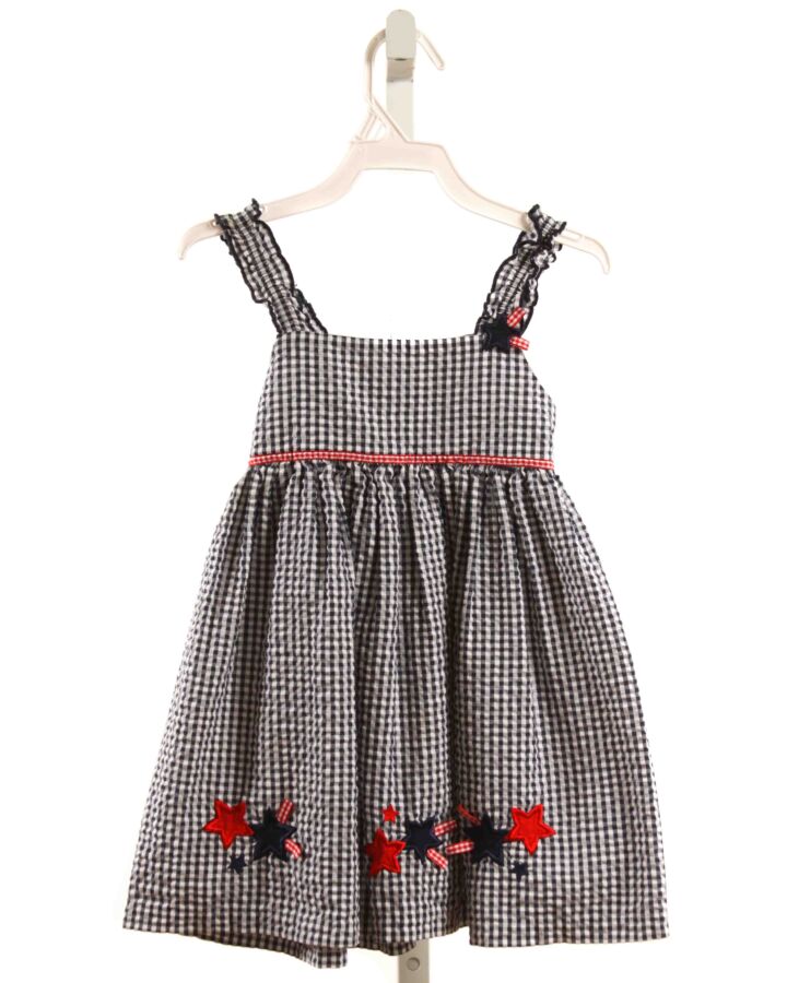 SOPHIE ROSE  NAVY SEERSUCKER GINGHAM APPLIQUED DRESS