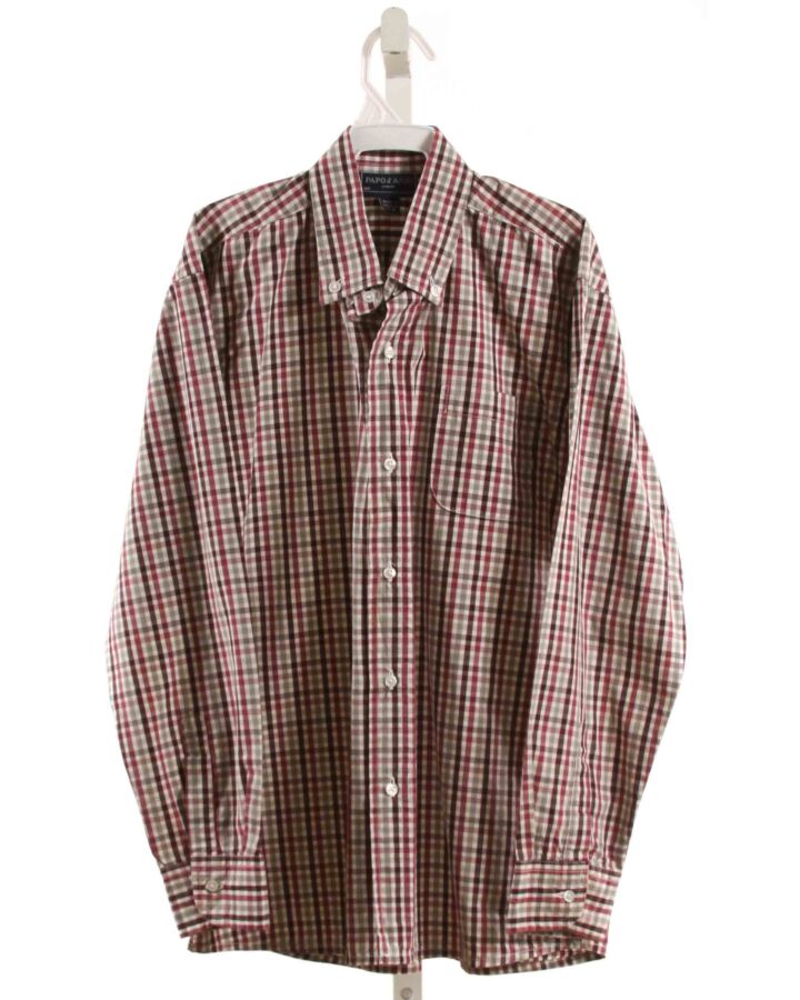 PAPO D'ANJO  MAROON  PLAID  DRESS SHIRT