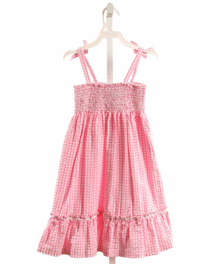 LITTLE ENGLISH  PINK SEERSUCKER GINGHAM SMOCKED DRESS