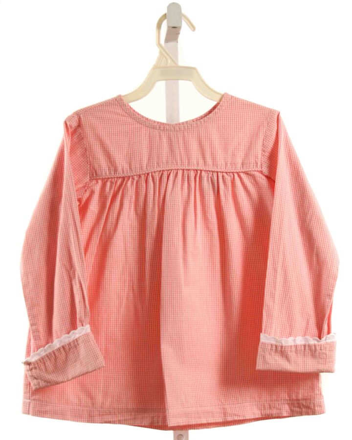 MARY & GRACE  PINK  GINGHAM  SHIRT-LS WITH EYELET TRIM