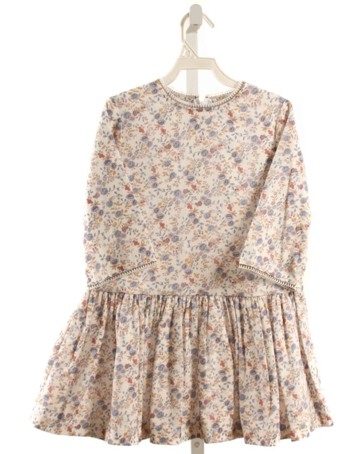 HANNAH KATE  LT BLUE  FLORAL  DRESS WITH PICOT STITCHING