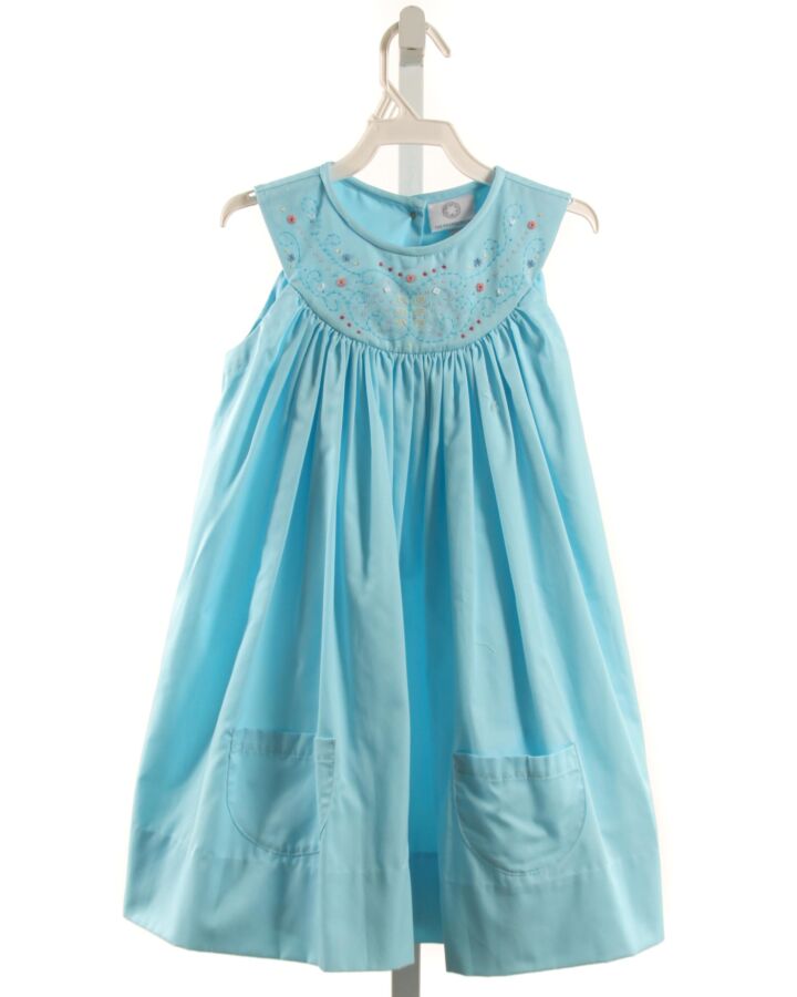 THE PROPER PEONY  AQUA  FLORAL EMBROIDERED DRESS