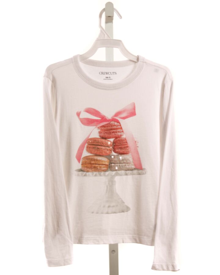 CREWCUTS  WHITE   PRINTED DESIGN KNIT LS SHIRT WITH SEQUINS