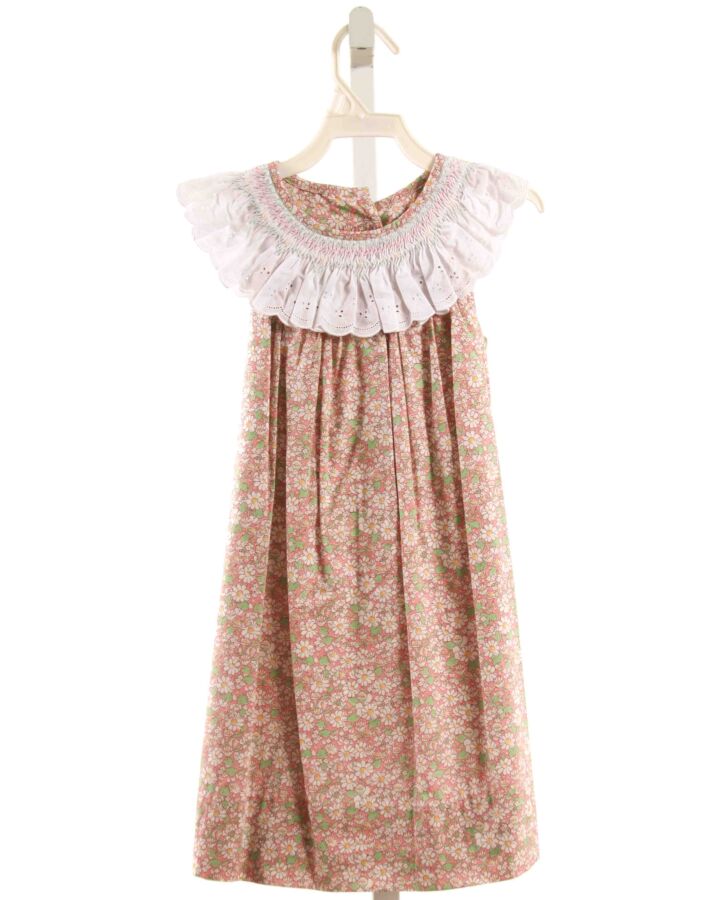 ALICE KATHLEEN  MULTI-COLOR  FLORAL SMOCKED DRESS WITH EYELET TRIM