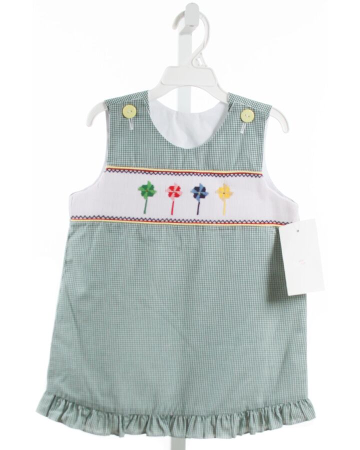 WISH UPON A STAR  GREEN  GINGHAM SMOCKED DRESS WITH RUFFLE