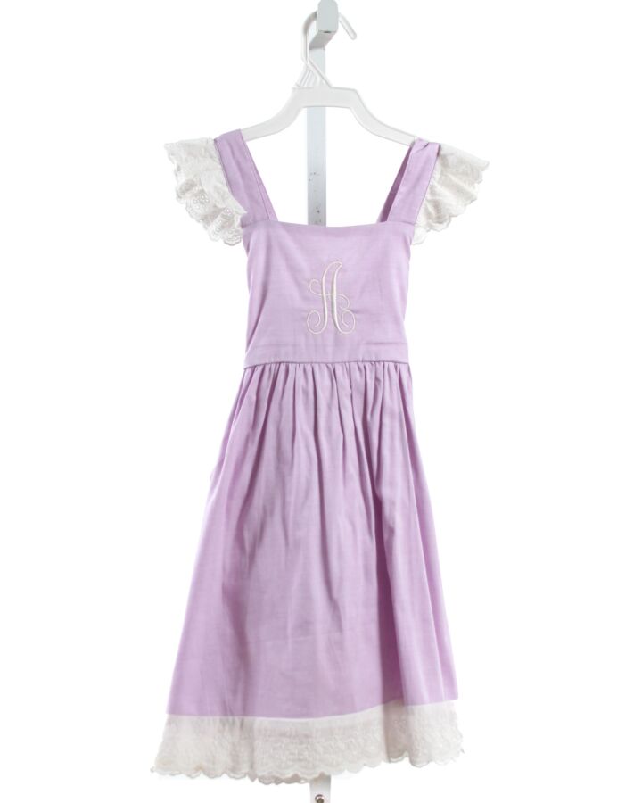 CLASSIC WHIMSY  LAVENDAR   EMBROIDERED DRESS WITH EYELET TRIM