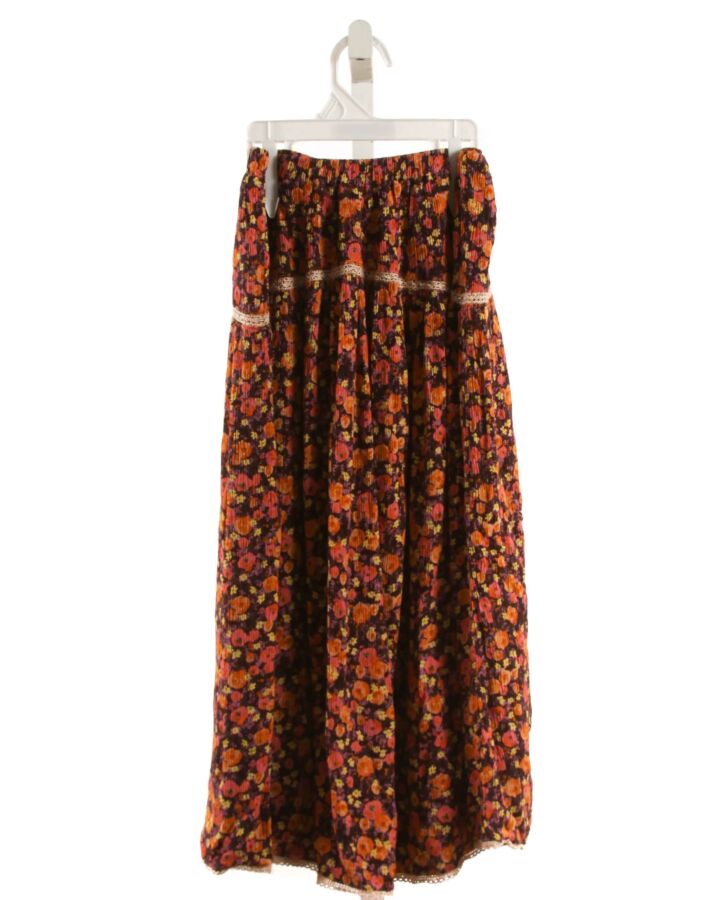 ZARA  ORANGE  FLORAL  SKIRT WITH LACE TRIM