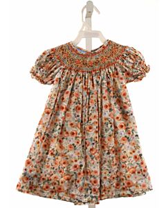 ANAVINI  PINK  FLORAL SMOCKED DRESS WITH PICOT STITCHING