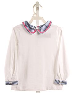 JACADI  WHITE    KNIT LS SHIRT WITH RIC RAC