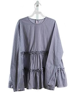 IL GUFO  NAVY  STRIPED  SHIRT-LS WITH RUFFLE