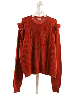 IL GUFO  RED WOOL   CARDIGAN WITH RUFFLE