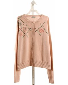 IL GUFO  LT PINK WOOL FLORAL EMBROIDERED CARDIGAN