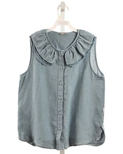 IL GUFO  BLUE LINEN   SLEEVELESS SHIRT