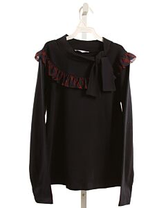 PATACHOU  BLACK    KNIT LS SHIRT WITH RUFFLE