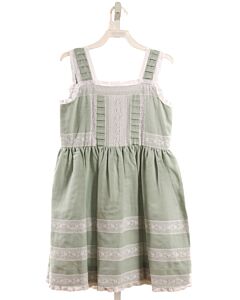 NO TAG  LT GREEN LINEN   DRESS WITH LACE TRIM