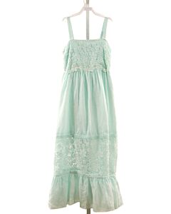 ERMANNO SCERVINO  AQUA LINEN   DRESS WITH LACE TRIM