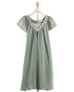 LA OCA LOCA  BLUE  FLORAL EMBROIDERED DRESS WITH LACE TRIM