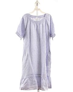 120 PERCENT LINO  BLUE LINEN STRIPED  DRESS
