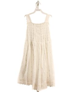 LA OCA LOCA  WHITE LINEN POLKA DOT  DRESS WITH LACE TRIM