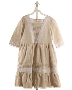 LA OCA LOCA  IVORY LINEN   DRESS WITH LACE TRIM