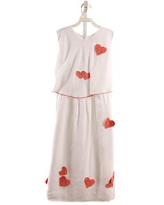 100 PERCENT CAPRI  WHITE LINEN  APPLIQUED DRESS