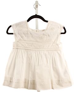 BONPOINT  WHITE  FLORAL EMBROIDERED SLEEVELESS SHIRT WITH LACE TRIM