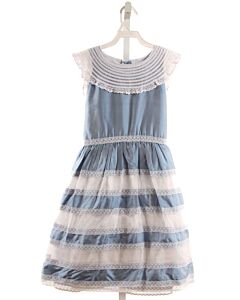 LA OCA LOCA  BLUE SILK   PARTY DRESS WITH LACE TRIM