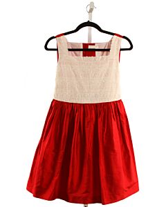 LA OCA LOCA  RED SILK   PARTY DRESS WITH LACE TRIM
