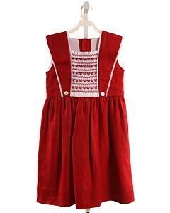 LA OCA LOCA  RED LINEN  SMOCKED DRESS
