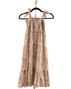 STRAWBERRIES & CREAM  PINK  FLORAL SMOCKED DRESS WITH LACE TRIM