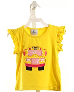 SMOCKED POLKA DOT  YELLOW   APPLIQUED SLEEVELESS SHIRT