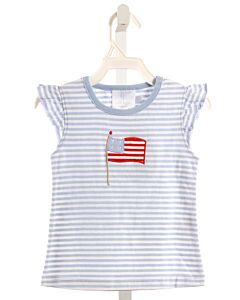 LITTLE ENGLISH  LT BLUE  STRIPED APPLIQUED SLEEVELESS SHIRT