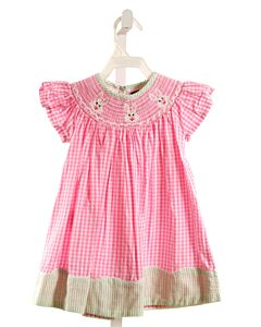 LIL CACTUS  HOT PINK  GINGHAM SMOCKED DRESS