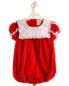 THE BEAUFORT BONNET COMPANY  RED VELVET   DRESSY BUBBLE WITH EYELET TRIM