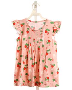 SERENDIPITY  PINK  FLORAL  KNIT SS SHIRT WITH EYELET TRIM