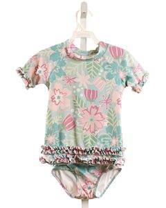 RUFFLE BUTTS  LT BLUE  FLORAL  2-PIECE SWIMSUIT