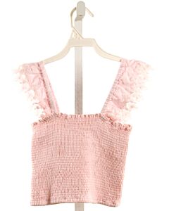 PEIXOTO  LT PINK   SMOCKED SLEEVELESS SHIRT WITH LACE TRIM