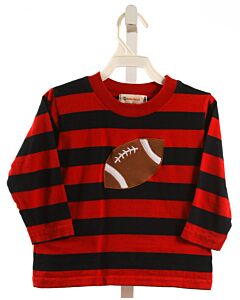 LUIGI  RED  STRIPED APPLIQUED KNIT LS SHIRT