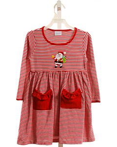 SQUIGGLES  RED  STRIPED APPLIQUED KNIT DRESS