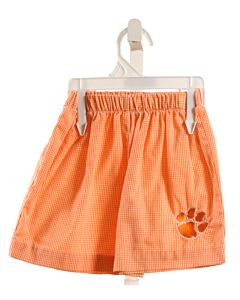 VIVE LA FETE  ORANGE  GINGHAM APPLIQUED SHORTS