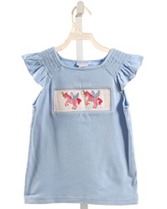 VIVE LA FETE  BLUE   SMOCKED SLEEVELESS SHIRT