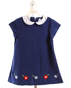 BETTI TERRELL  NAVY CORDUROY FLORAL APPLIQUED DRESS
