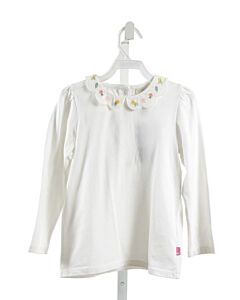 JOJO MAMAN BEBE  WHITE  FLORAL EMBROIDERED KNIT LS SHIRT 